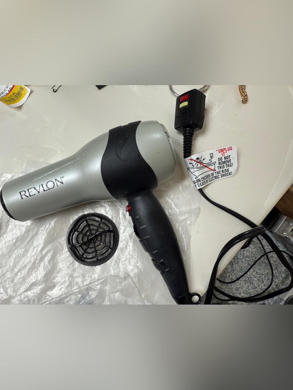Revlon 1875W Volumizing Turbo Hair Dryer Model RV473 Black Silver Dryer Used